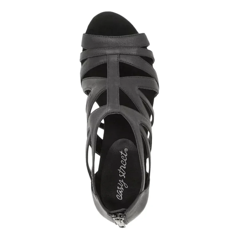 Easy Street AMAZE Women's Multi-Strap Heel Sandals Black Size 6.5 - Picture 6 of 7